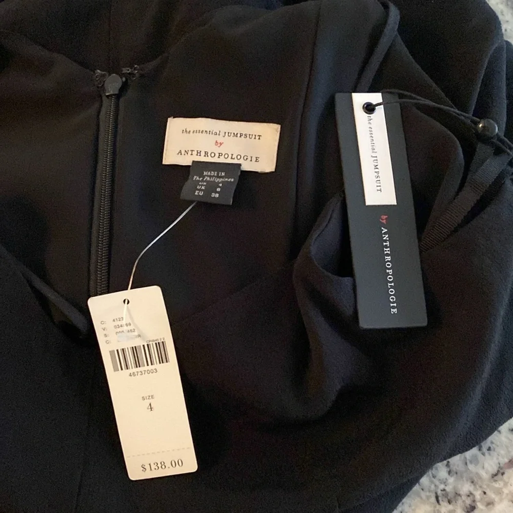 NWT Anthropologie The Essential Black V-neck Jumpsuit 4 AH4